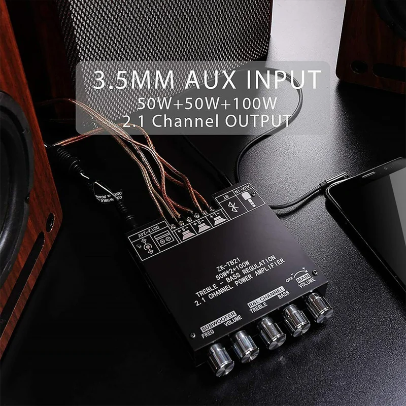 ZK-TB21 Bluetooth 5 0 панель усилителя сабвуфера 50 Вт x 2 + 100 1 канальная Плата мощности