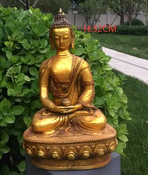 

Sacrifice 18K gilded bronze statue of Shakyamuni Buddha 32cm Free Shipping