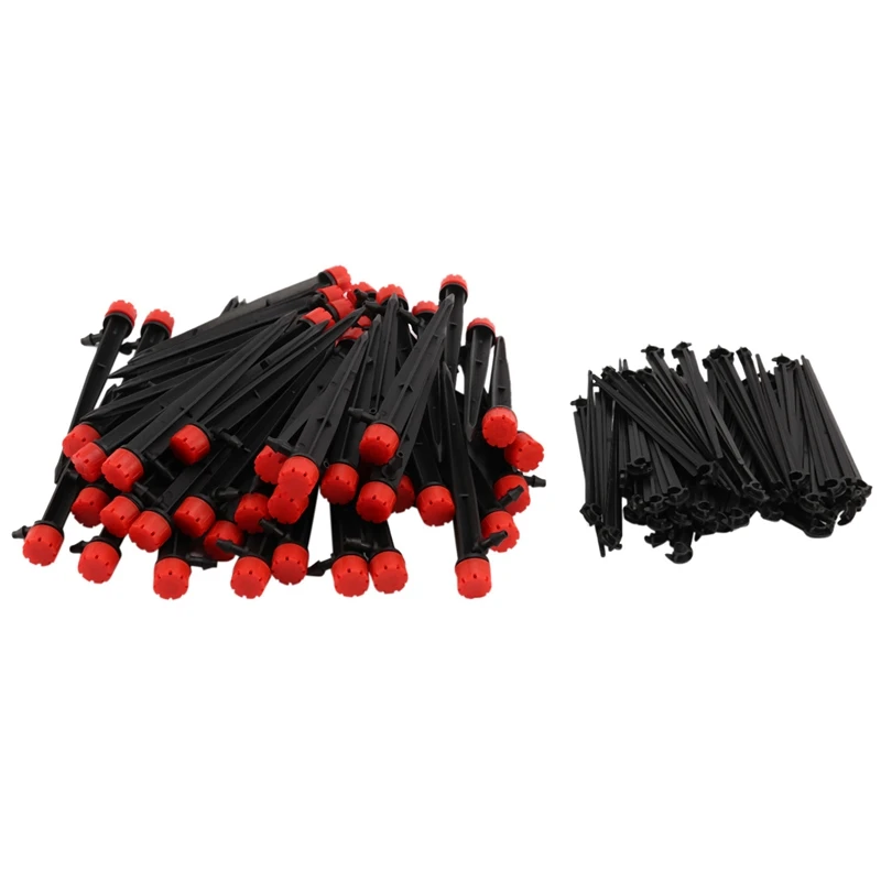 

50PCS Drip Irrigation Emitters Adjustable Micro-Bubbler + 50PCS Stake Support 1/4 Inch Hose Greenhouse Patio Garden Flower Bed S