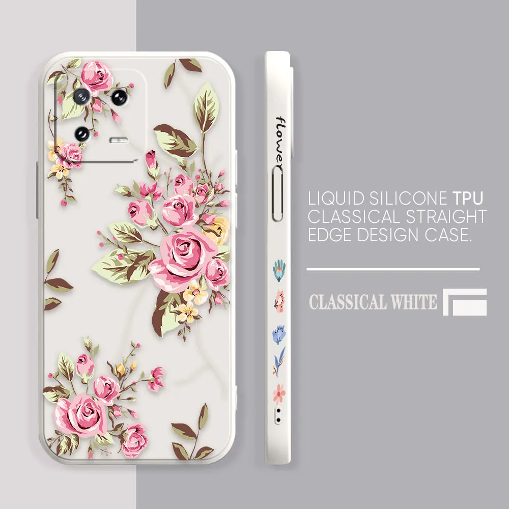 Case For Xiaomi PCOO F3 F4 F5 M3 M4 M5 X3 X4 X5 MIX 3 4 Black Shark 4 5 GT Pro 4G 5G Case Funda Cqoue Shell Pretty Pink Flowers