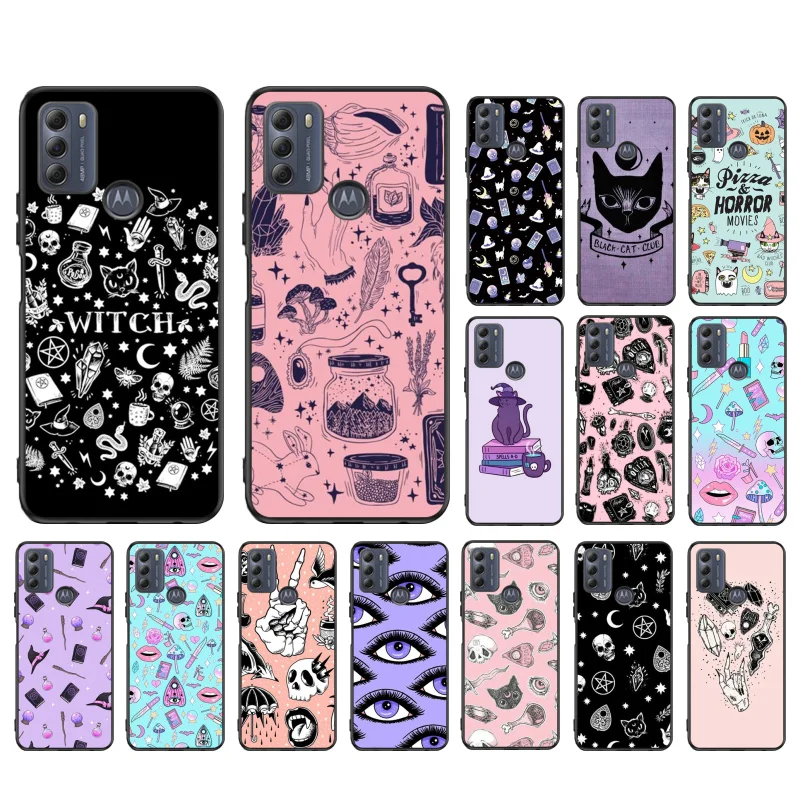 

Girly Pastel Witch Goth Case for Motorola Moto G22 G60 G52 G9 G7 Plus G8 Power G100 G Stylus G30 G10 GPure Funda Coque