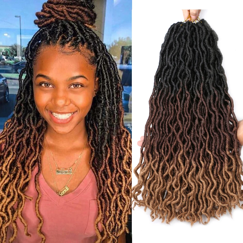 

Synthetic Gypsy Goddess Faux Locs Crochet Hair Curly Twist Braiding Hair Soft Braids Dreadlocks For Women 18Strands