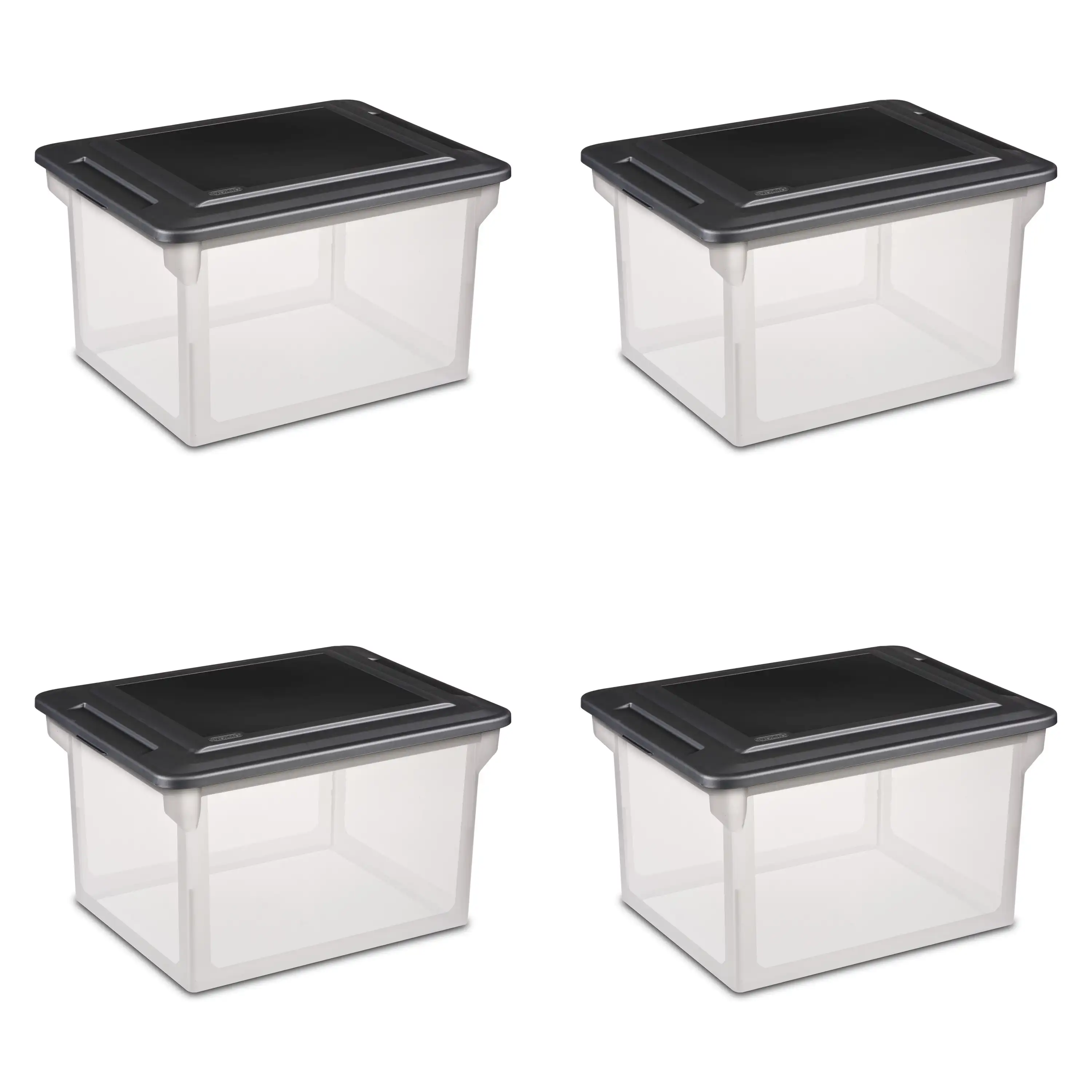 

Sterilite Plastic File Box Black, Set of 4