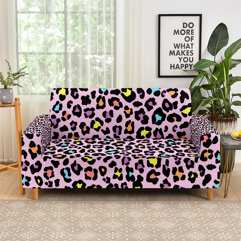 

Leopard Polyester Stretch Sofa Slipcovers Elastic Wrap All-Inclusive Couch Cover for Living Room L Shape Sofa Cover