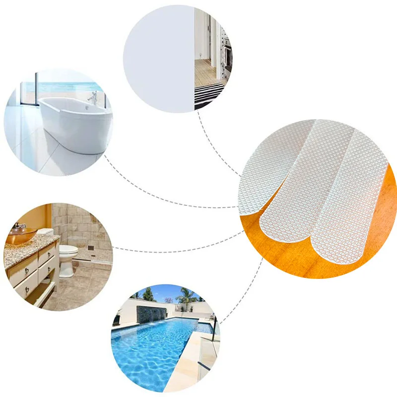 6-24Pcs Anti-Slip Shower Stickers Transparent  Bathroom Bathtub Self-Adhesive Waterproof Safety Strips Long Strip Wavy Circular images - 6