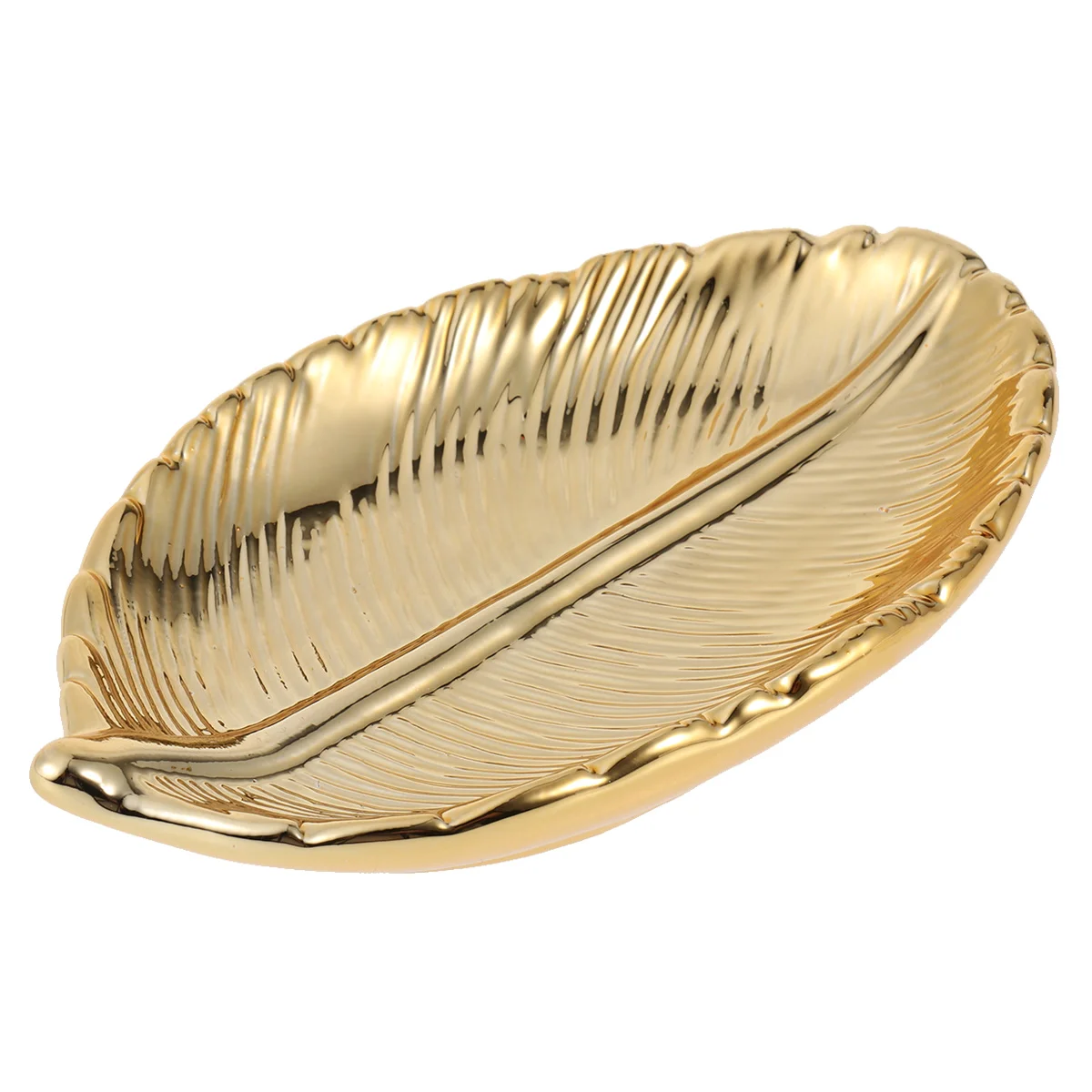 

Dish Jewelry Tray Gold Storage Holder Ring Trinket Leaf Ceramic Plate Organizer Decorative Bowl Display Earring Bracelet