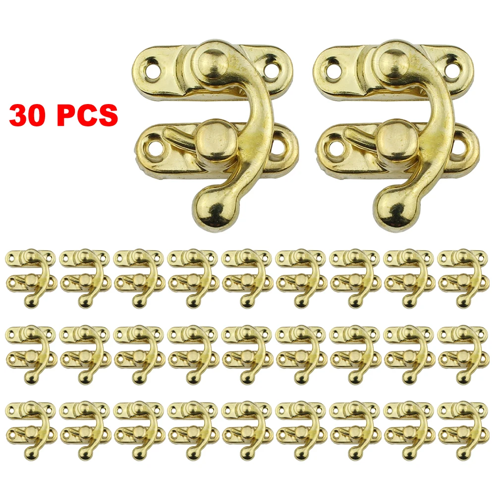 

30Pcs Antique Bronze Box Hasps Iron Lock Catch Latches For Jewelry Chest Box Suitcase Buckle Clip Clasp Wooden Box Hardware