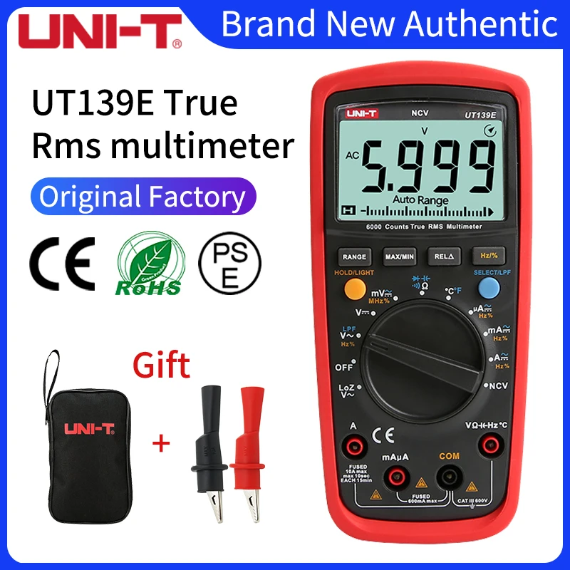 UT139E True RMS Digital Multimeter Temperature Probe LPF pass filter LoZ LoZ (low impedance input) function/Temperature test EB