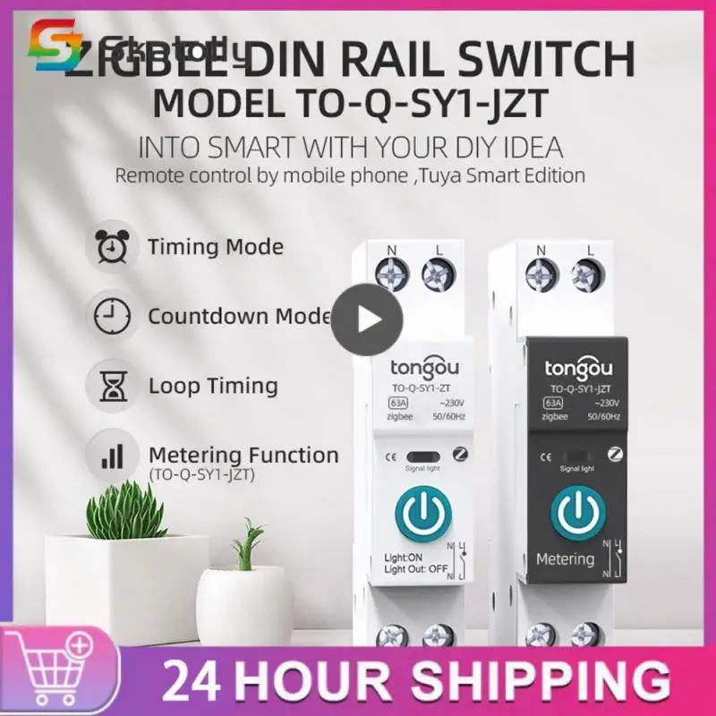 

Автоматический выключатель Tuya ZigBee, умный автоматический выключатель с дозатором, 1P, 63 А, DIN-рейка, работает с Alexa, 1 шт.