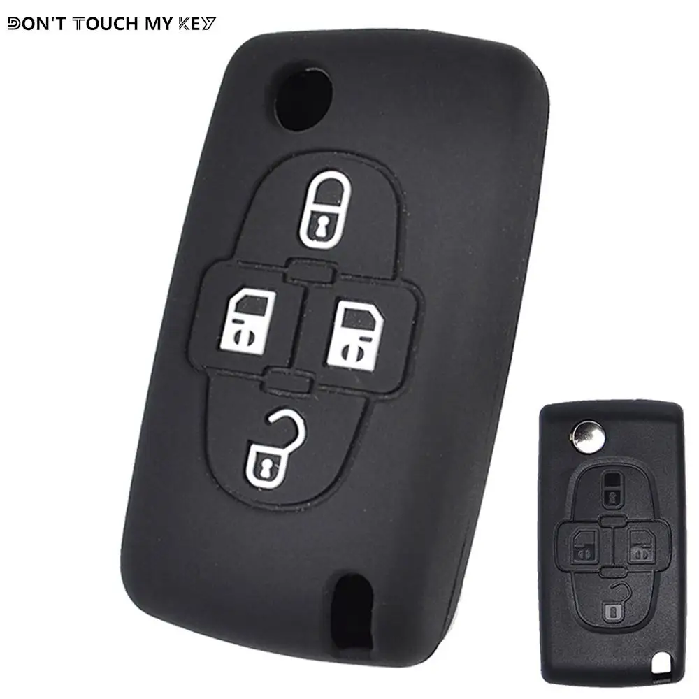 

Силиконовый резиновый чехол для ключей, чехол для Peugeot 1007 807, для Citroen C8, 4-кнопочный пульт дистанционного управления, набор автомобильных держателей