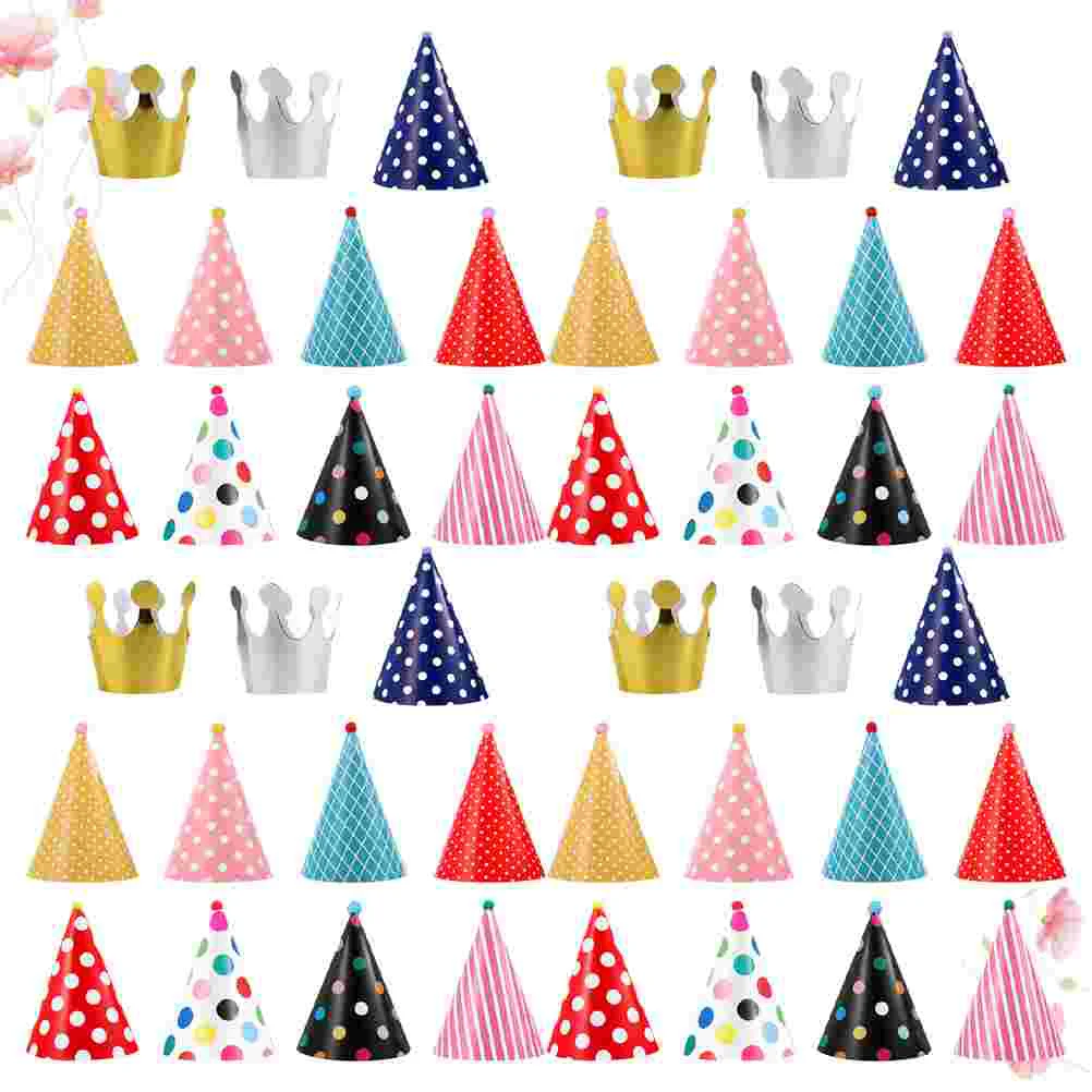 

44 Pcs Cone Hat Party Paper Cap Cartoon Chic Bonnet Kids Hats Baby Head Bands Funny