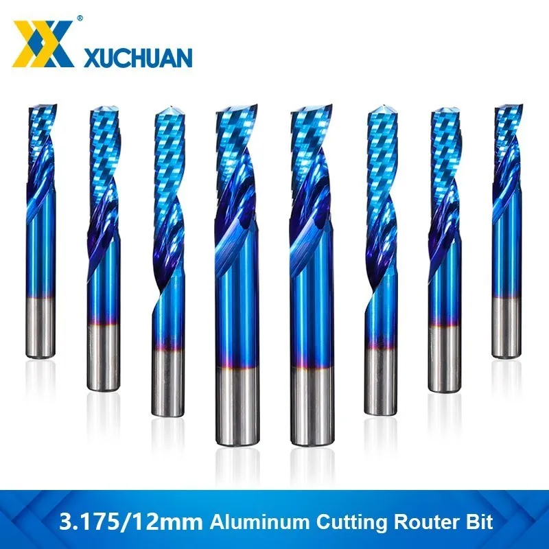 

CNC Router Bit 3.175/12mm Shank Carbide End Mill Single Flute Milling Cutter for Cutting Aluminum Copper Milling Tool