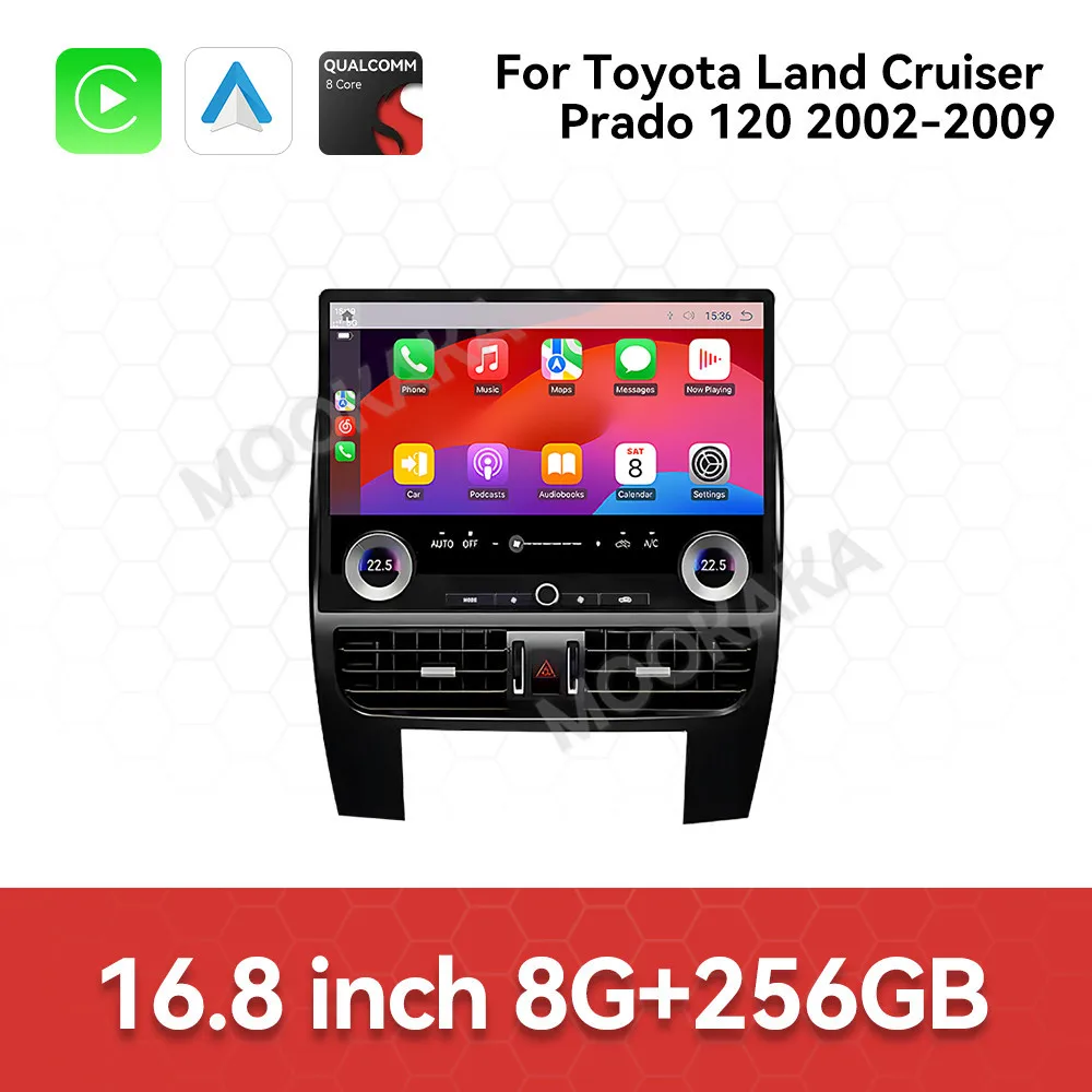 

16,8-дюймовый большой экран Qualcomm для Toyota Land Cruiser Prado 120 2002-2009, автомобильный радиоприемник Android, автонавигация, мультимедийный видеоплеер