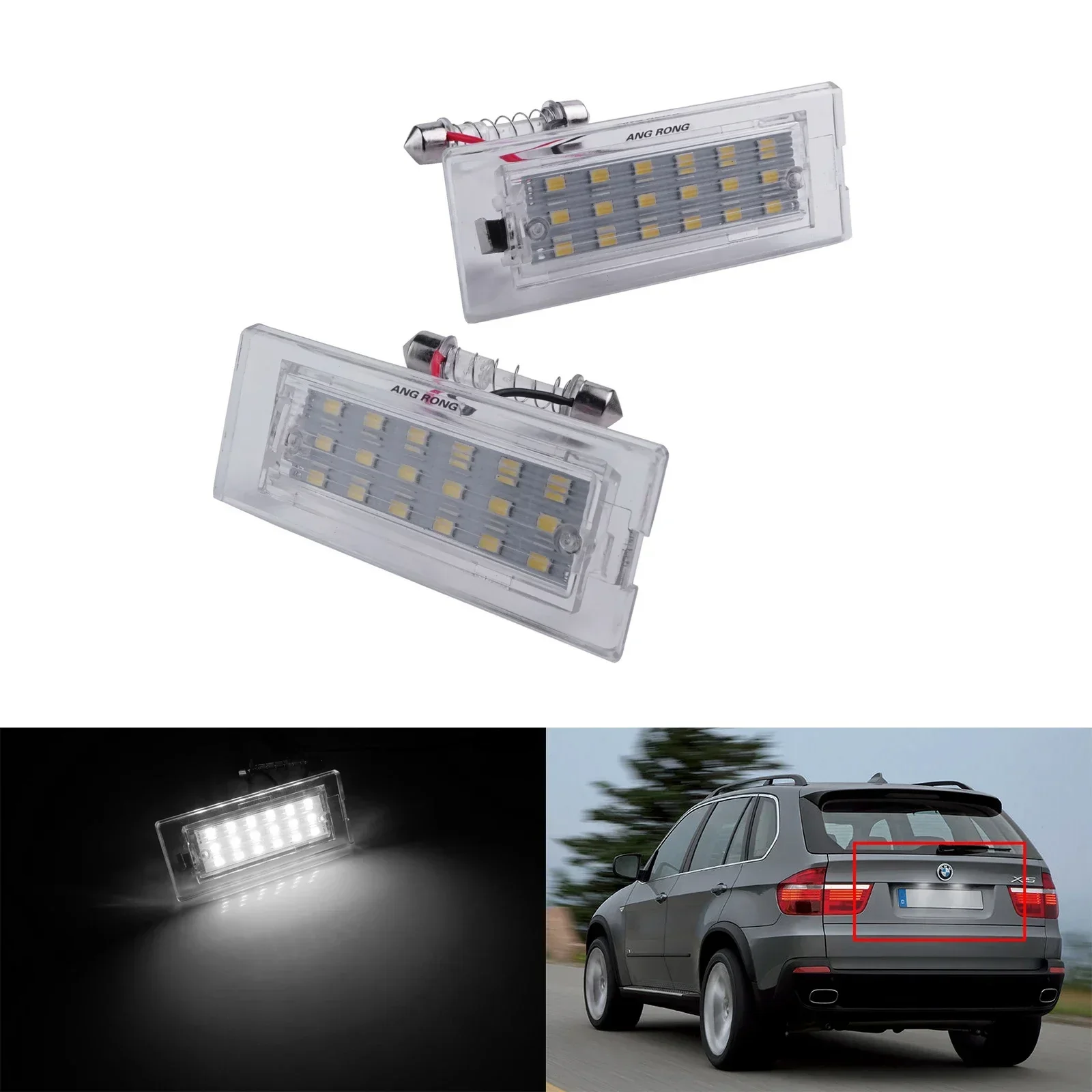 

Подходит для BMW X5 X3 E53 E83 2000-2011, белый светодиодный светильник номерного знака, без ошибок