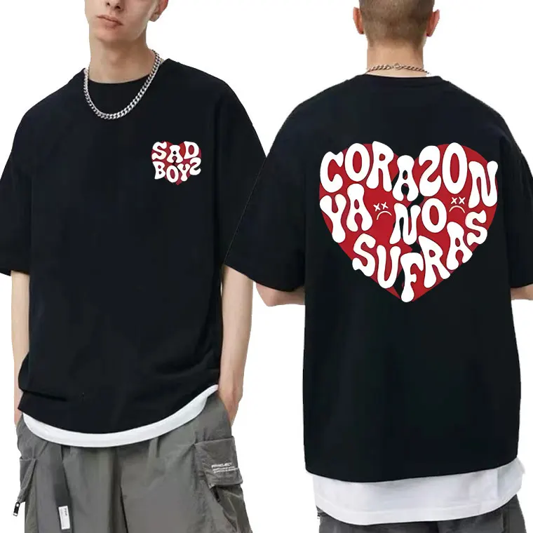 Singer Junior H No Sufras Tshirt Sad Boyz T-shirt Men Women Clothes Hip Hop Oversized T-shirts Men's Fashion Trend Tees