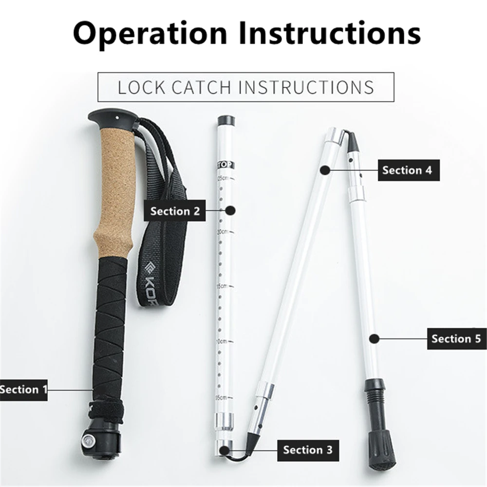 

Portable Folding Trekking Poles 5-Section Outdoor Fold Trekking Pole Alpenstocks Ultralight Hiking Camp Equipment Walking Poles