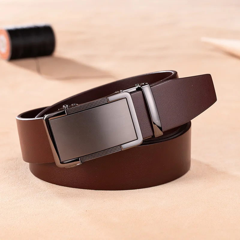 110-130CM Man Belt Holiday Gift Pure Cowhide Automatic Buckle Genuine Leather Luxury Trend Casual Business Belt