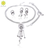 fashion jewelry set nigeria dubai silver color necklace earrings set african bead jewelry wedding jewelry set