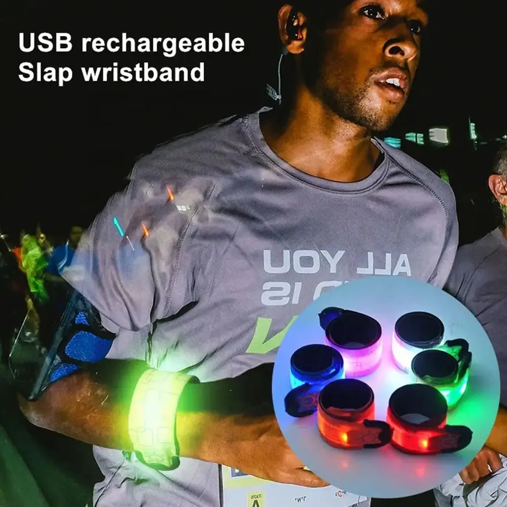 

Outdoor Night Running Armband LED Light USB Rechargeable Glow Leg Wristband Safety Warning Lights for Running Walking Cycli J2U5