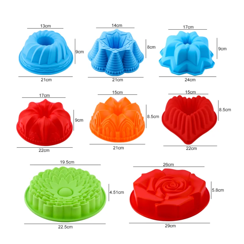 

Silicone Big Cake Molds Flower Crown Shape Cake Bakeware Baking Tools 3D Bread Pastry Mould Pizza Pan DIY Birthday Wedding Party