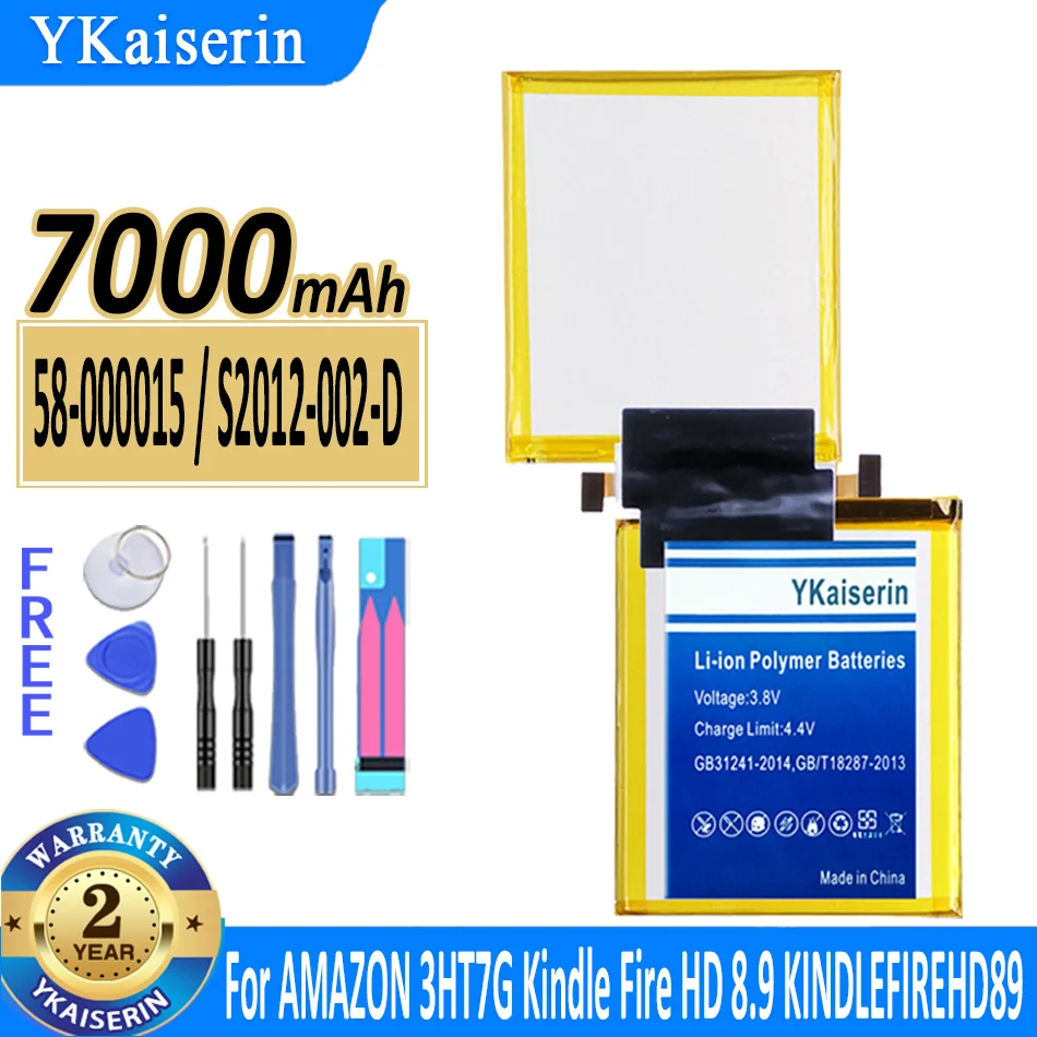 

7000mAh YKaiserin Battery for AMAZON 58-000015 S2012-002-D 3HT7G Kindle Fire HD 8.9 KINDLEFIREHD89 KINDLEFIREHD894G Batteries