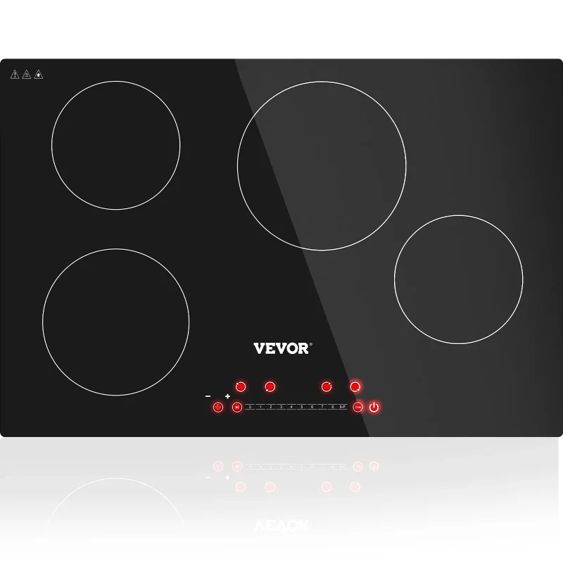

30 inch 4 Burners, 5900W 240V Ceramic Glass Electric Stove Top with Sensor Touch Control, Timer & Child Lock Included,