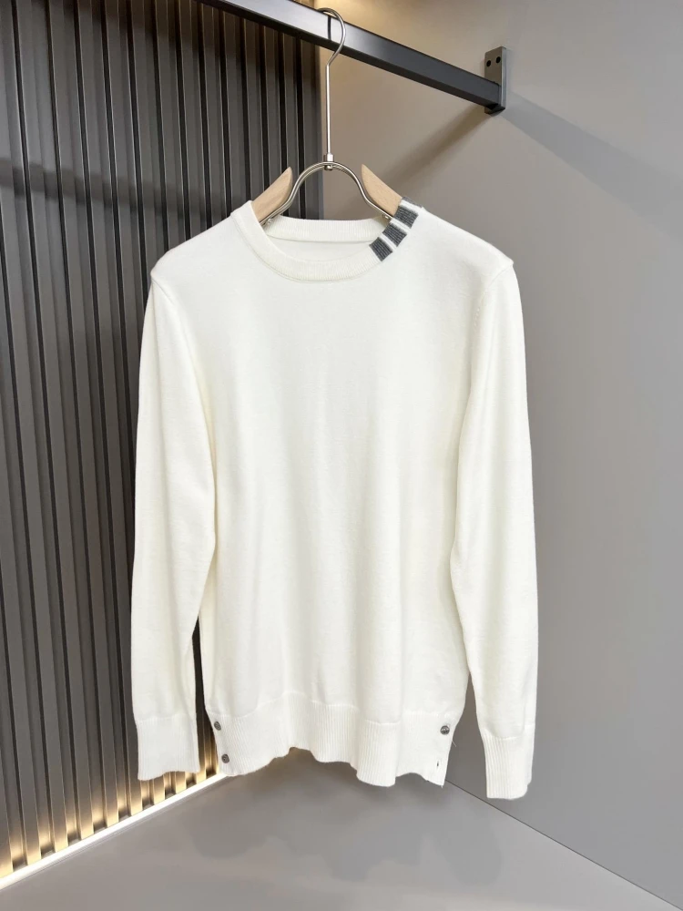 

Winter TB Pullover Luxury Brand Business Design Tops Collar Striped Printed Solid Color Male Casual Long Sleeve Pullover