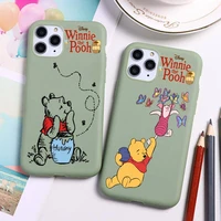 disney cute bear winnie the pooh phone case for iphone 13 12 11 pro max mini xs 8 7 6 6s plus x se 2020 xr candy green silicone