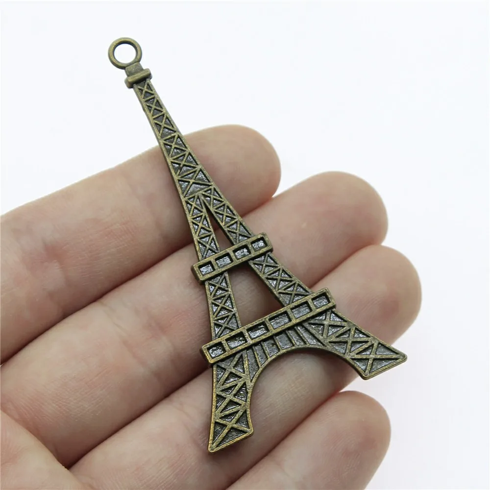 Большие Подвески WYSIWYG с рисунком Эйфелевой стрелки, 2 шт., 72x37 мм, бронзовый цвет под старину, для изготовления ювелирных изделий своими руками