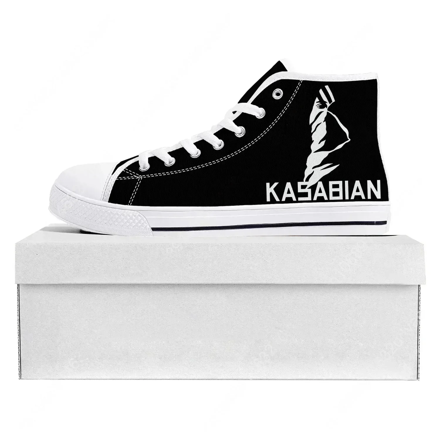 Фото Кроссовки Kasabian Rock Band High Top для мужчин, женщин и подростков, высококачественные повседневные кроссовки из канваса, обувь на заказ, индивидуальный дизайн №2