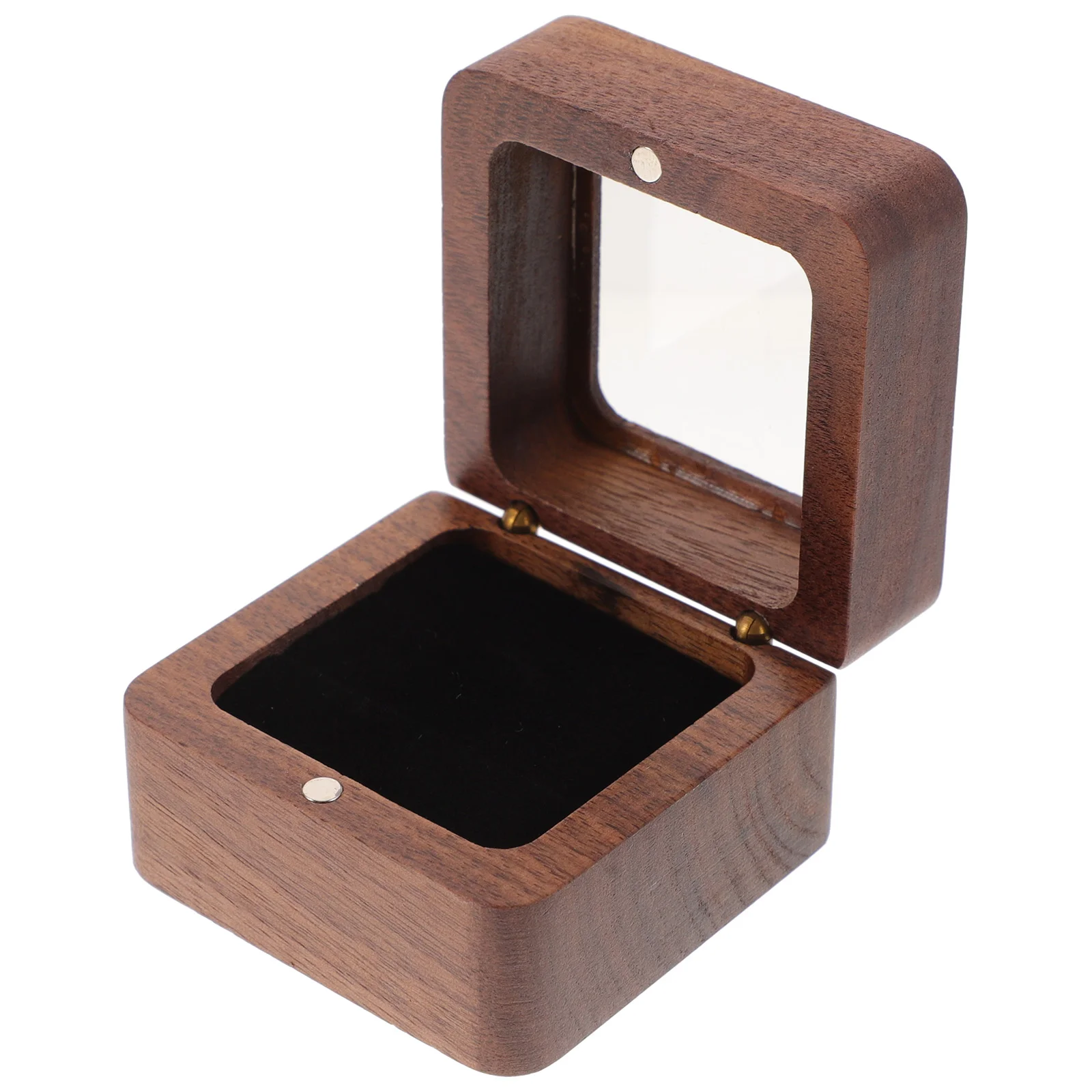 

Square Double Ring Box Wedding Ceremony Engagement Ring Case Wooden Ring Holder