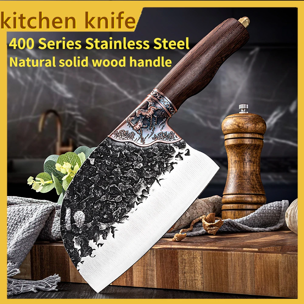 

Hand-forged Stainless Steel Butcher Knife Professional Multi-functional Kitchen Knife Exquisite Bone Chopper Slicing Knife