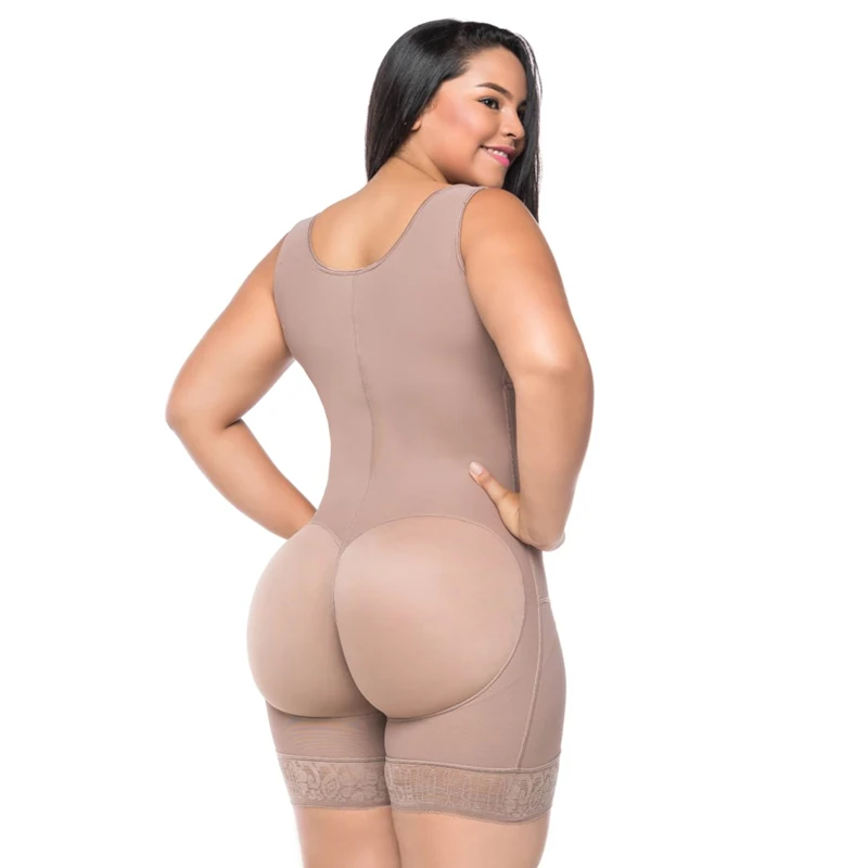 Women Tummy Control Open Bust Push Up Fajas Slimming Bodysuit Flatten Abdomen Hook-eye Body Shaper Postpartum Recovery