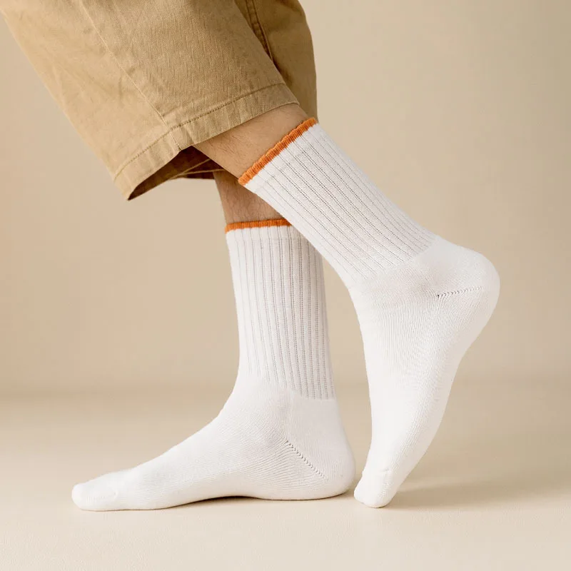 

5 pairs Autumn and Winter Thickened Socks Men's Middle Tube Pure Color Wool Ring Toyhose Men's Leisure Business Socks Cotton