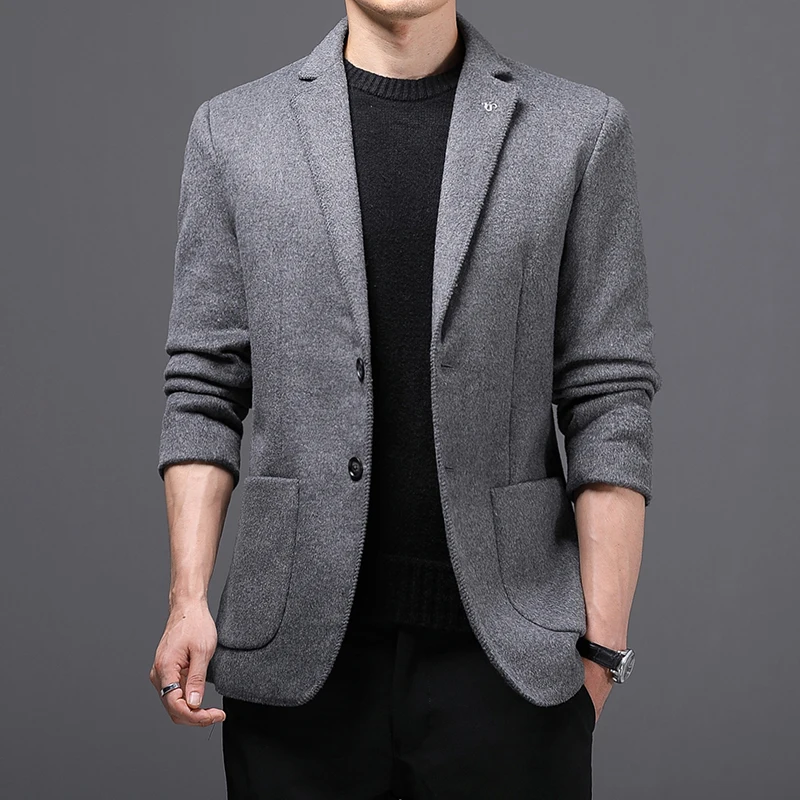 

Модный мужской костюм, куртка в британском стиле, джентльменская куртка из смесовой шерсти, однобортный высококачественный пиджак, мужской...