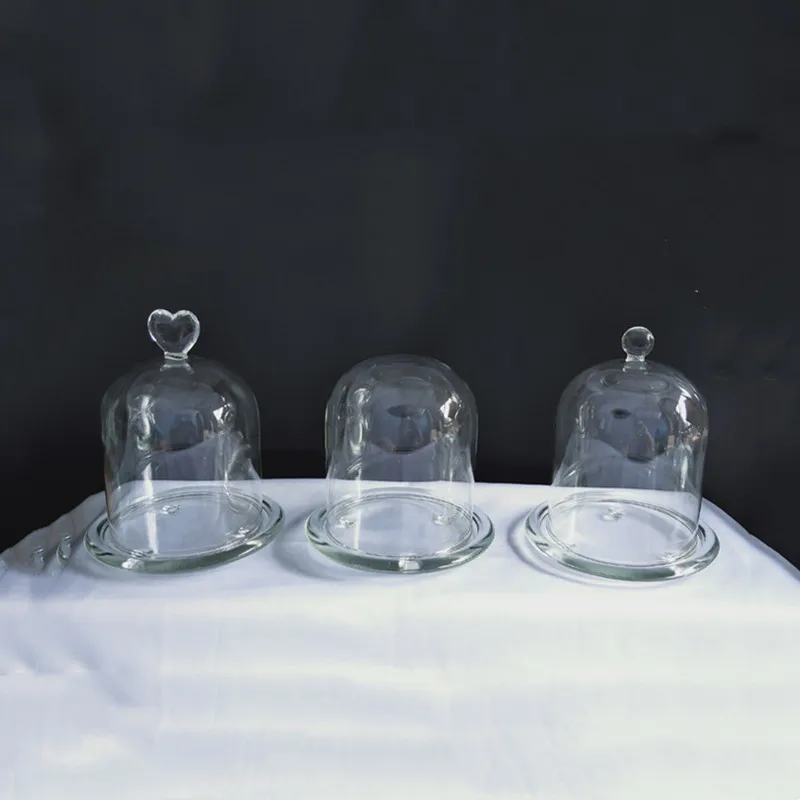 

2sets/pack 10*15cm Different Top Glass Base Dome Vase Home Decoration DIY Friend Favor Gift Wedding Live Prop Glassware Supplies