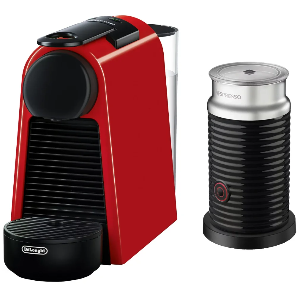 

by De'Longhi Essensa Mini Single-Serve Espresso Machine in Ruby Red and Aerocon Milk Frother in Black,