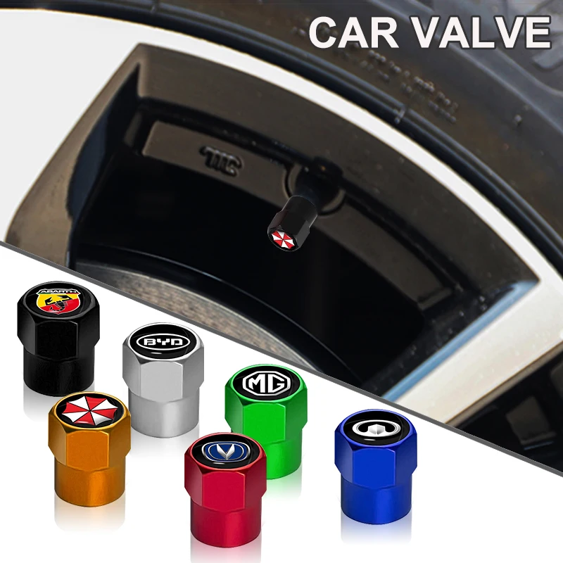

4pcs Car Tire Decorate Black Silver Hexagon Valve for Abarth 595 Competizione Carbono 500 Puto Car Accessories