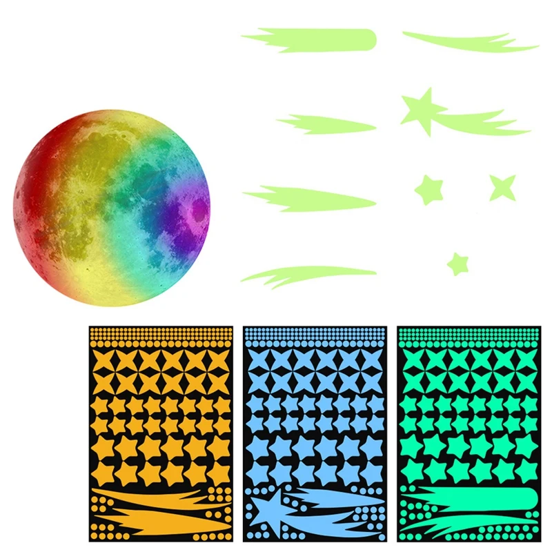 

589 шт./набор, светящиеся наклейки на стену в виде луны и звезд