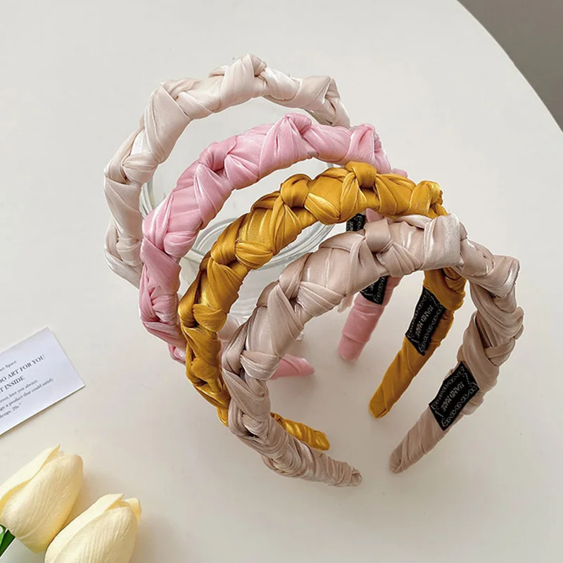 

Повязка на голову женская однотонная с узлом, Модный повседневный головной убор карамельных цветов, аксессуар для волос на весну