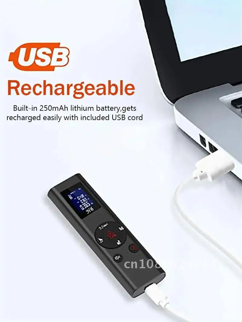 40m Digital Rangefinder Mini USB Charging Rechargeable Handheld Distance Meter for Indoor Design Construction Field