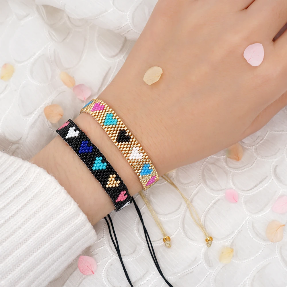 

Go2Boho 2pcs/Lot Multicolor Heart Bracelets for Women Handmade Miyuki Adjustable Bracelets Pulseras Mujer Moda 2022 Best Gift