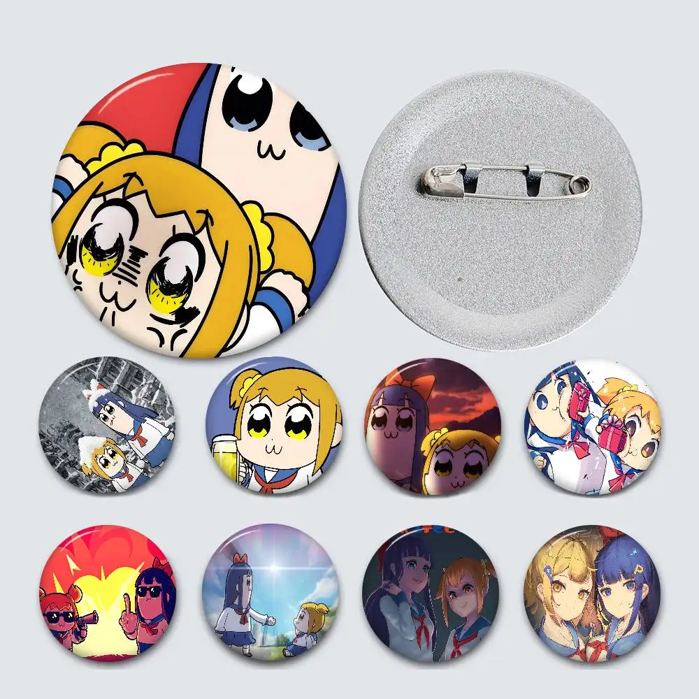 Фото Значок Pop Team Epic с мягкой кнопкой, ярким принтом, идеальный подарок для друзей, значок на воротник, брошь, значок на лацкан, металлический. №1