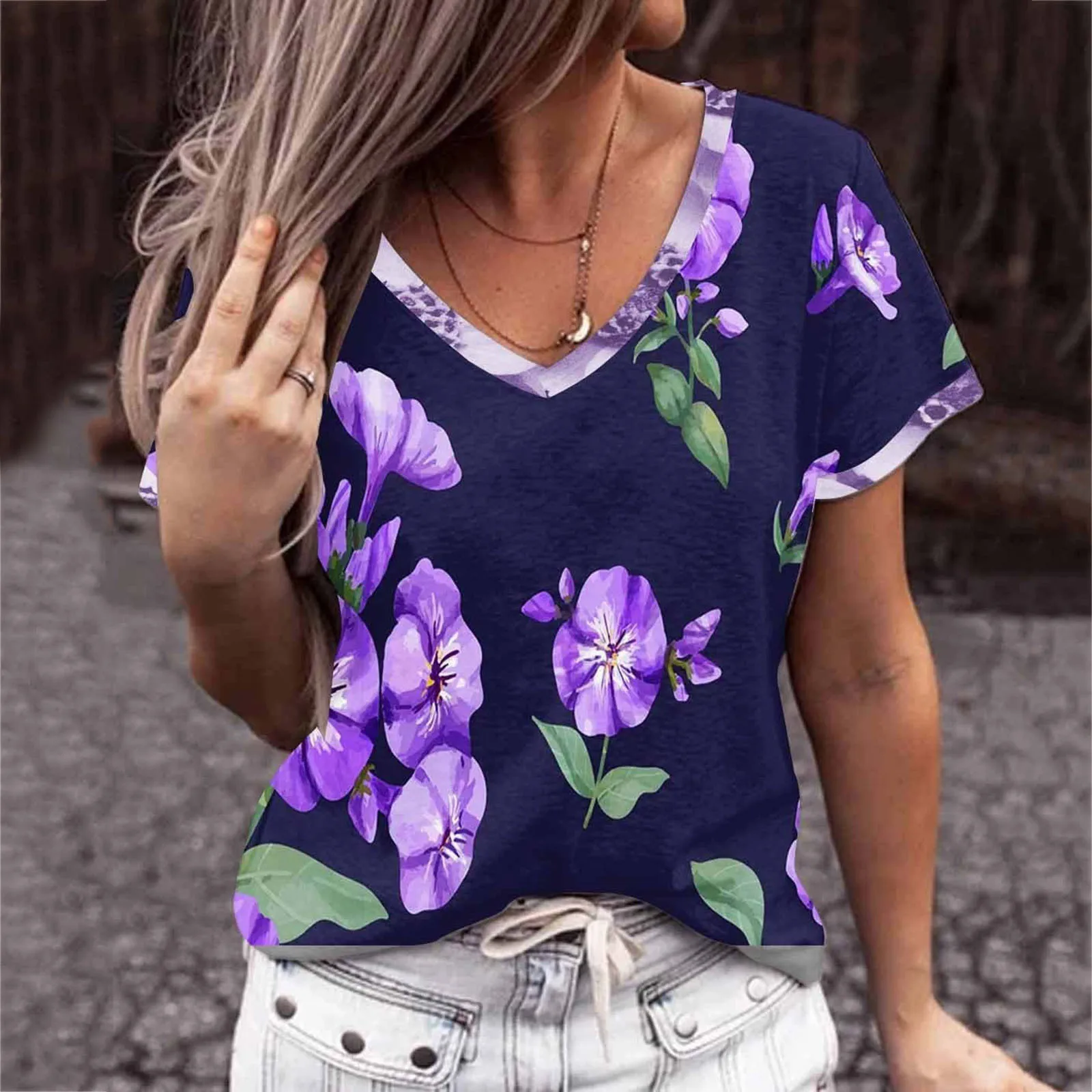

Ladies Loose Casual V Neck Short Sleeve Print Womens T Shirt Red Thermal Long Sleeve Women Plain Purple Long Sleeve