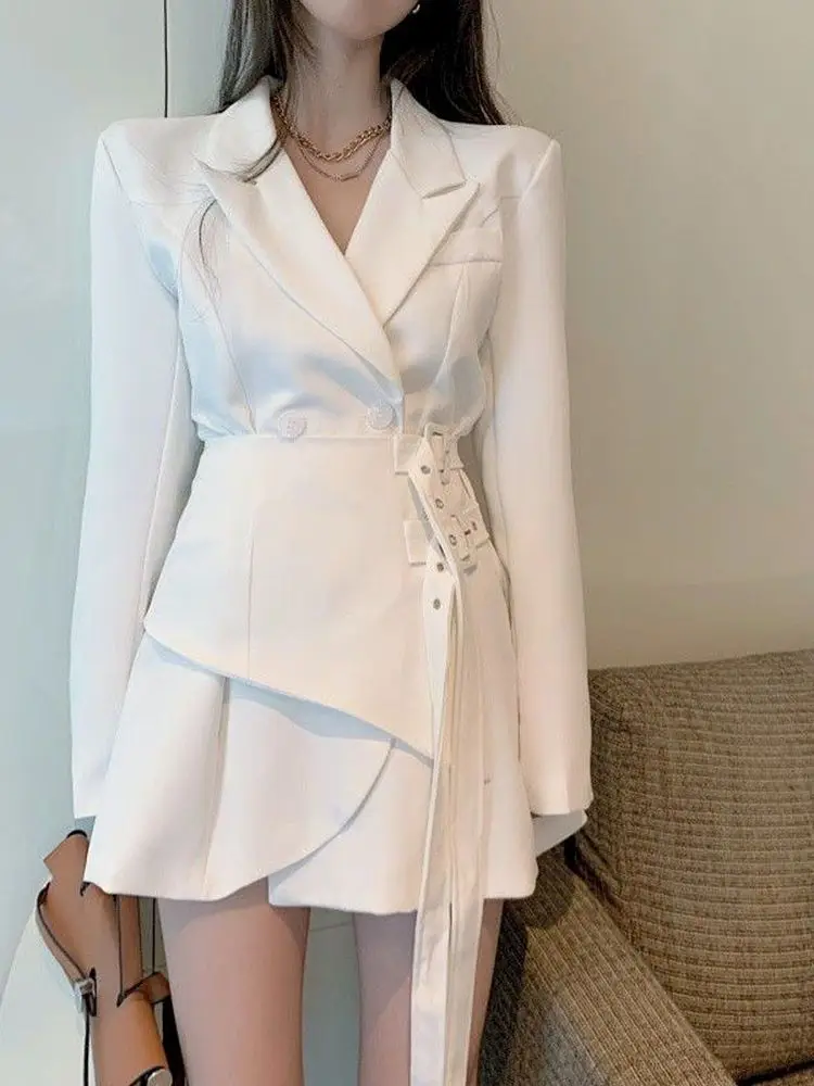 

Harajuku Blazer Dress Ladies Fashion Ladies Elegant Blazer Ladies Korean Belt Long Sleeve Blazer 2022 New Tide Brand Fall Women