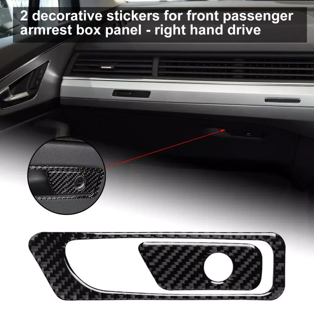 

2Pcs Armrest Box Panel Trim Carbon Fiber Passenger Armrest Box Panel Cover for Audi New Q7 SQ7 4M 2016-2019 Right-hand Drive