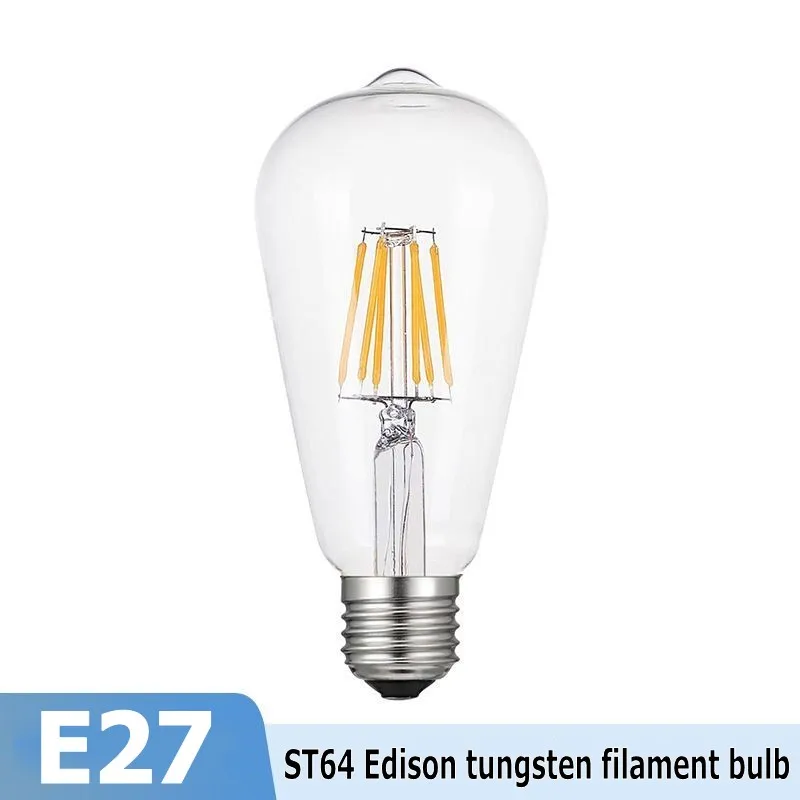 

1-10pcs ST64 LED 4W 6W 8W 12W 20W Transparent Bulb E27 B22 Light 220V 110V Vintage Edison Lamp Retro Gold Glass Appearance