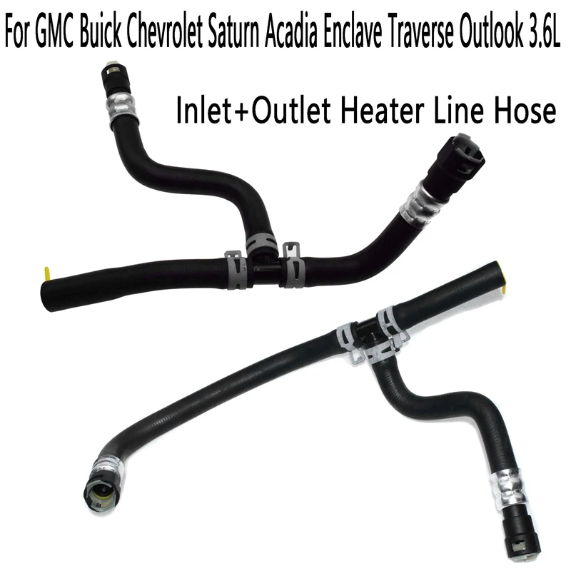 

2PC Car Inlet+Outlet Heater Line Hose Pipe Connector for GMC Buick Chevrolet Saturn Acadia Enclave Traverse Outlook 3.6L