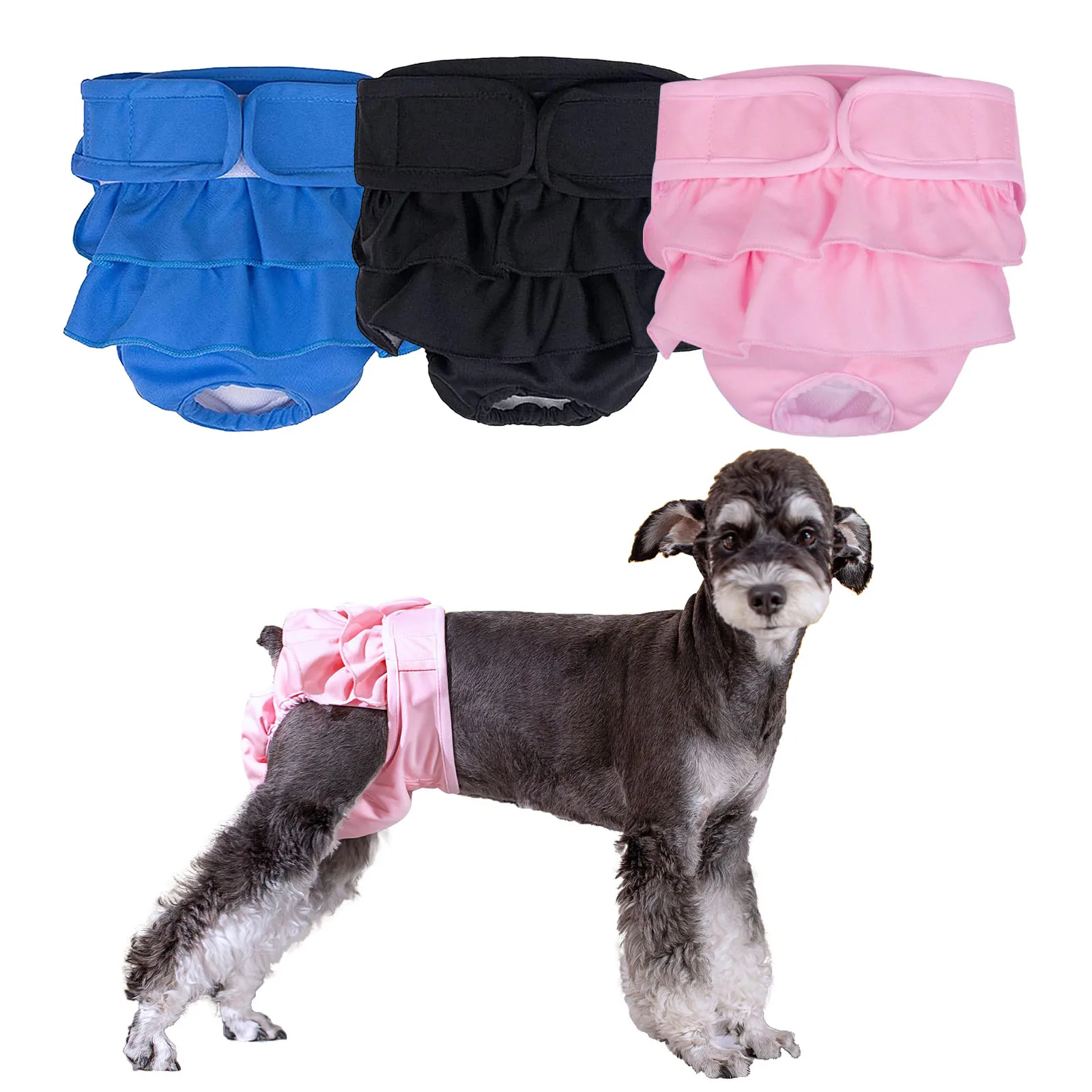 

Cotton Dog Diaper Multiple Sizes For Female Reusable Heat Cycle Machine Washable Leakproof Hightly Absorbent Adjustable Sanitary