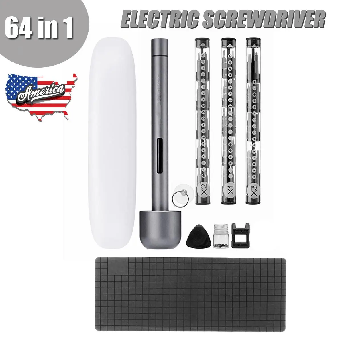 

Upgraded 64 In 1 Mini Electric Screwdriver Cordless Lithium-ion Charge with LED Light S2 Aluminum Alloy Power Screwdriver